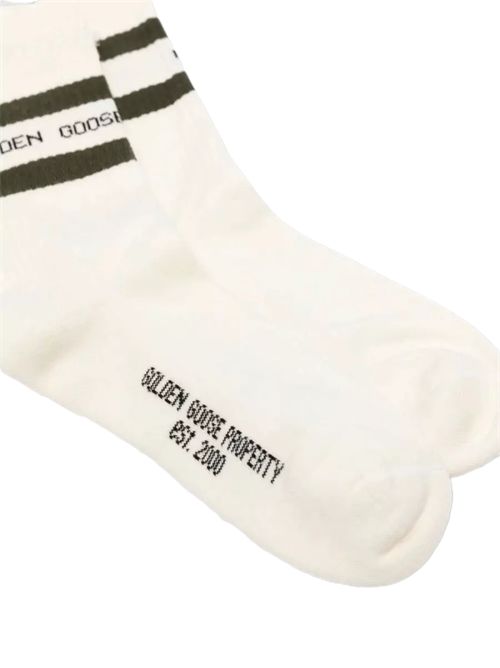 calzini a coste a righe Golden Goose | GUP00883.P000487.12535HERITAGE WHITE/FOREST